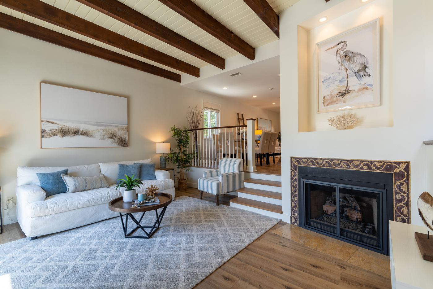 Living room and fireplace